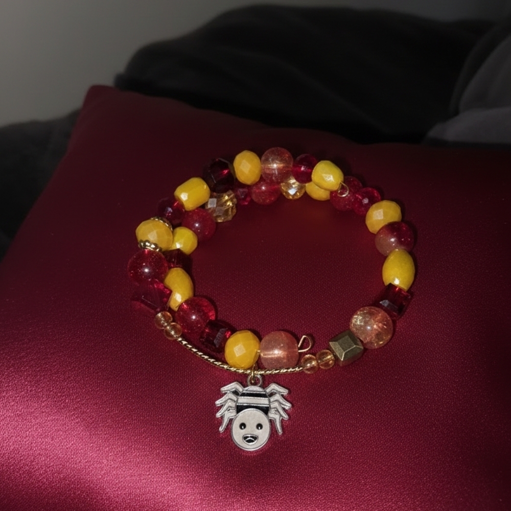 Beaded Bracelet with Spider Charm